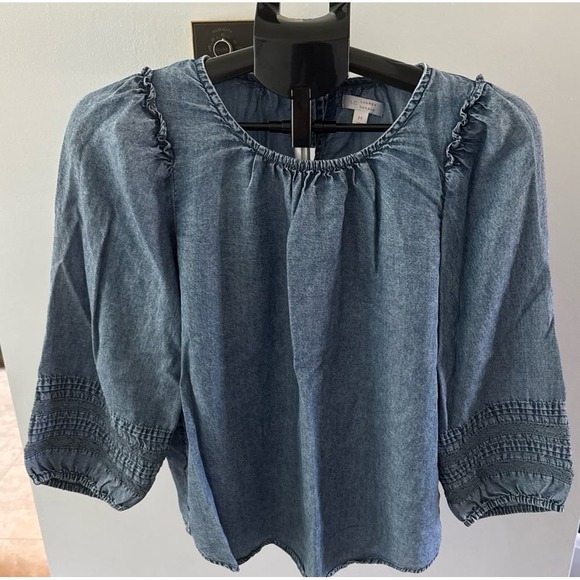 LC Lauren Conrad Tops - LC Lauren Conrad Women's Long Sleeve Lightweight Blue Denim Blouse Size Medium